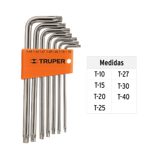 Juego de llaves Torx, 7 piezas, largas