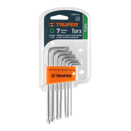 Juego de llaves Torx, 7 piezas, largas