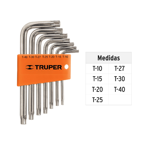 Juego de llaves torx, 7 piezas con organizador