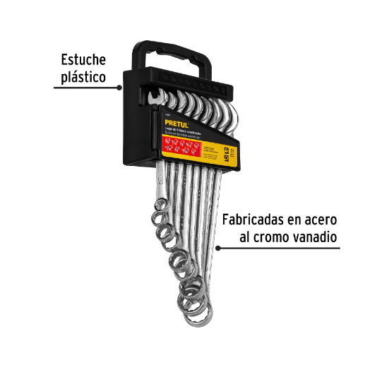 Juego de llaves combinadas, 9 piezas, pretul