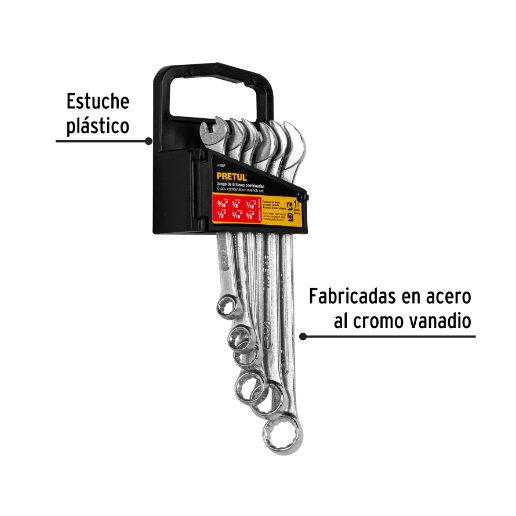 Juego de llaves combinadas, 6 piezas