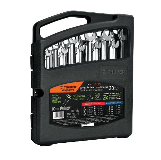 Juego de llaves combinadas, 20 piezas, pulidas en maletín