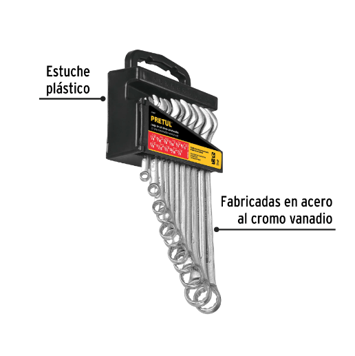 Juego de llaves combinadas, 11 piezas, pretul