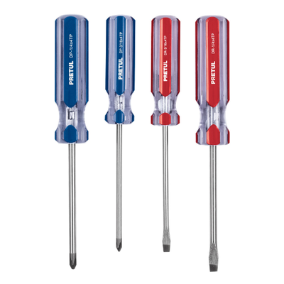 Juego de desarmadores, 4 piezas, mango pvc, pretul