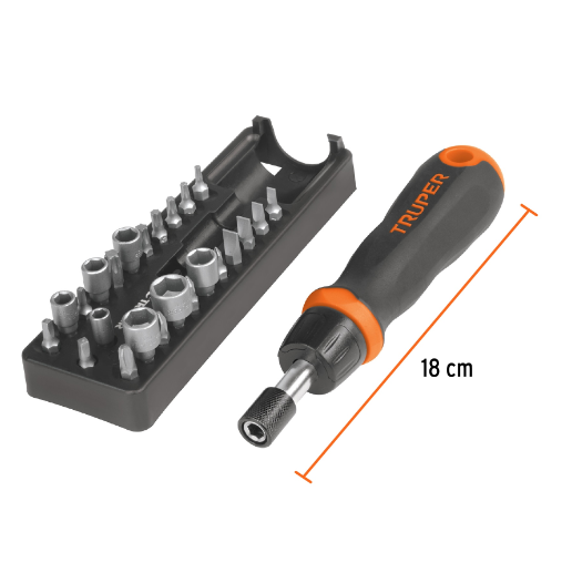 Juego de desarmador tipo matraca, 24 piezas..