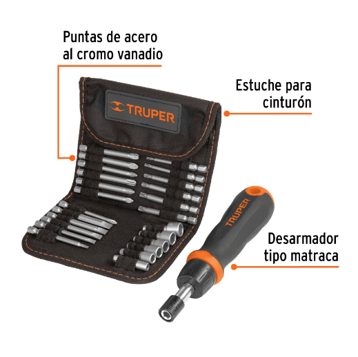 Juego de desarmador tipo matraca, 24 piezas