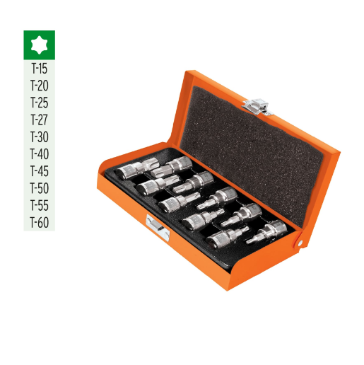 Juego de dados, punta torx, cuadro 3/8", 10 piezas