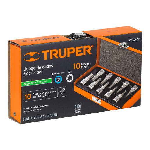 Juego de dados, punta torx, cuadro 3/8", 10 piezas