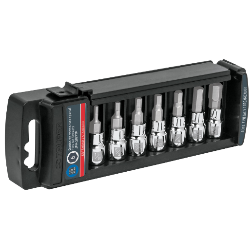 Juego de dados, punta hexagonal, cuadro 3/8", 7 piezas