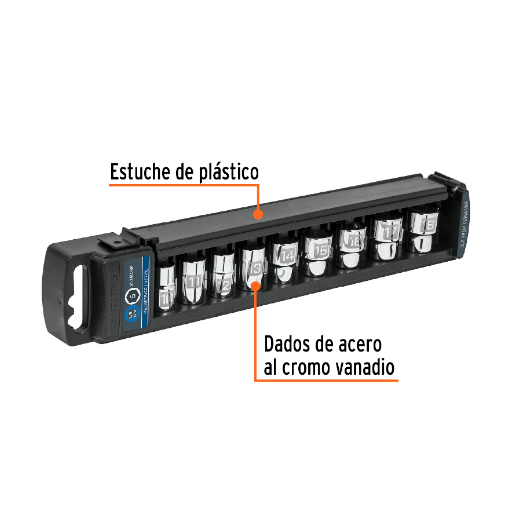 Juego de dados, cuadro 3/8", 9 piezas, milimétricos