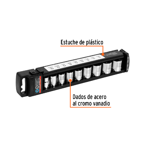 Juego de dados, cuadro 3/8", 9 piezas