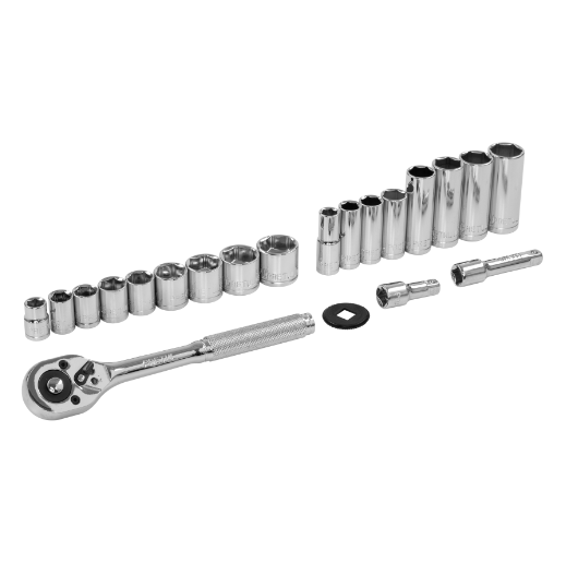 Juego de dados, cuadro 3/8", 21 pzas, milimétricos, pretul