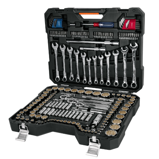 Juego de dados, cuadro 1/4, 3/8 y 1/2", 199 piezas, std y mm