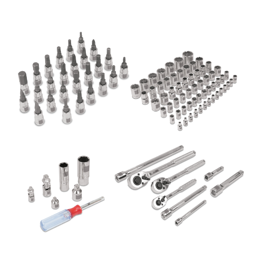 Juego de dados, cuadro 1/4, 3/8 y 1/2", 103 piezas, std y mm