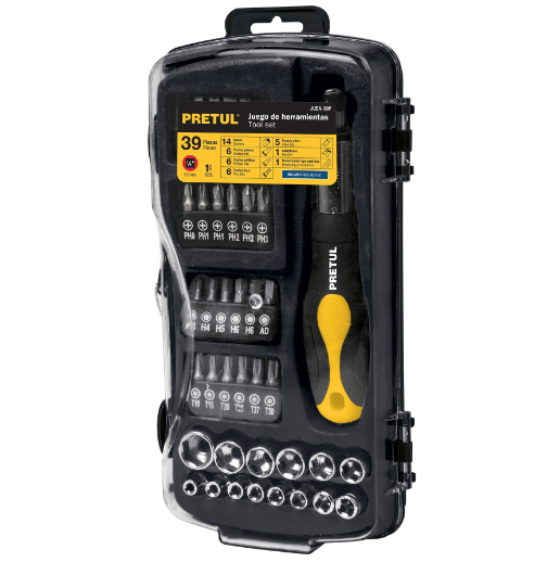 Juego de dados, cuadro 1/4", 39 piezas, Pretul
