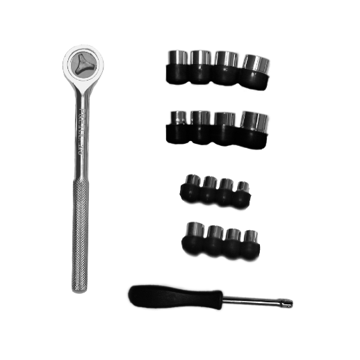 Juego de dados, cuadro 1/4 y 3/8", 21 piezas, Pretul