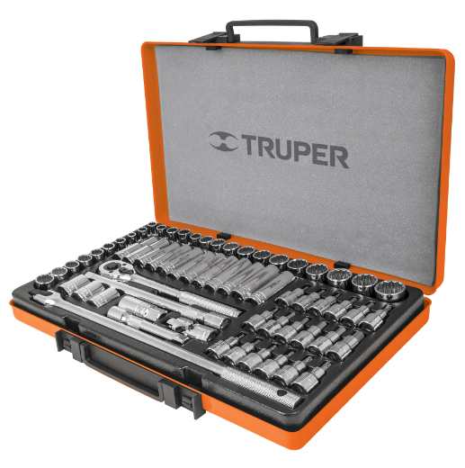 Juego de dados, cuadro 1/2", 64 piezas, std y mm