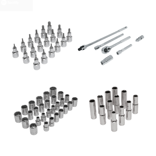 Juego de dados, cuadro 1/2", 64 piezas, std y mm