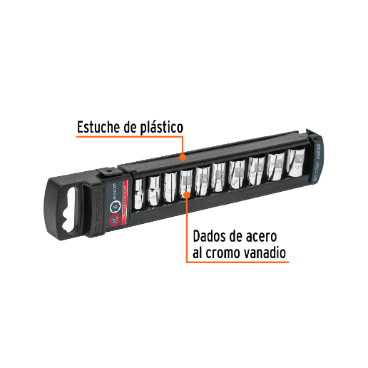 Juego de dados cuadro 1/4", 10 piezas