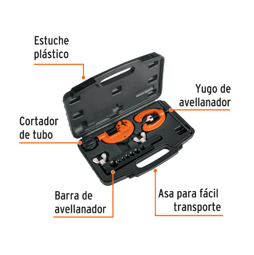 Juego de cortador de tubo y avellanador, 3 piezas
