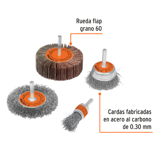 Juego de cardas, 4 piezas para taladro