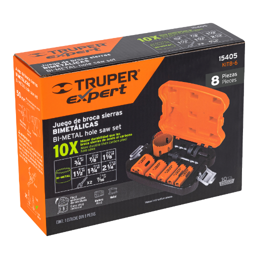 Juego de brocasierras bimetálicas, 8 piezas, Truper Expert
