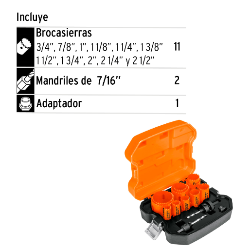 Juego de brocasierras bimetálicas, 13 piezas, Truper Expert