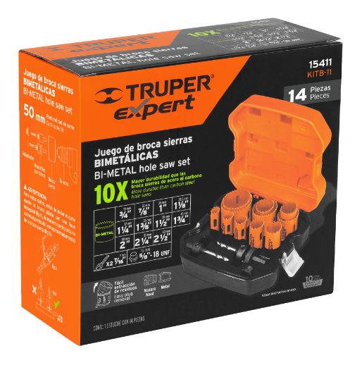 Juego de brocasierras bimetálicas, 13 piezas, Truper Expert