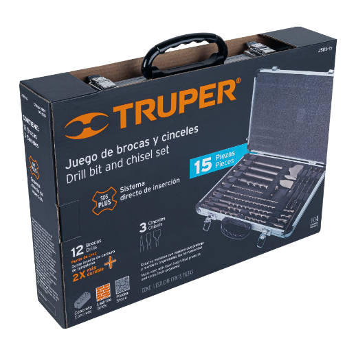 Juego de brocas y cinceles SDS plus, 15 piezas