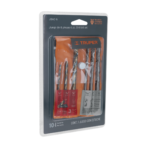 Juego de brocas para metal y concreto, 6 piezas