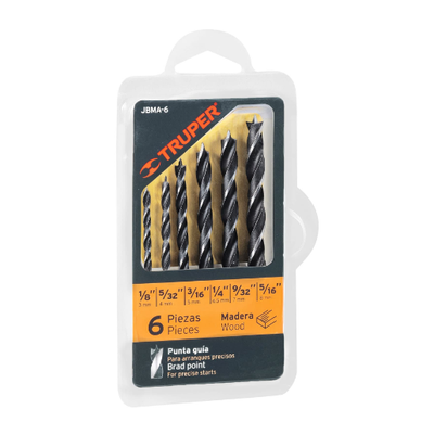Juego de brocas para madera, 6 piezas