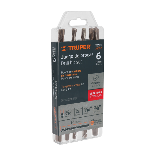 Juego de brocas para concreto, 6 piezas
