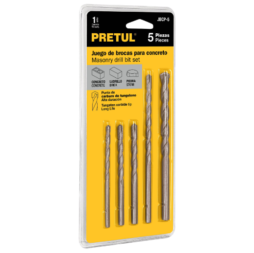 Juego de brocas para concreto, 5 piezas, pretul  sustituye 102705