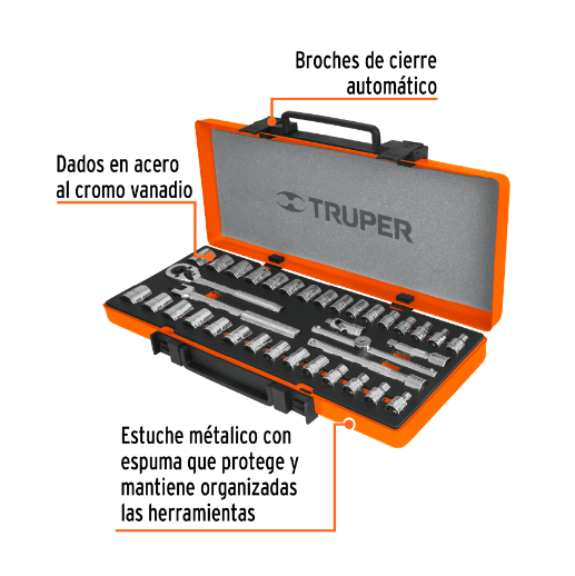 Juego de autoclé, cuadro 3/8", 36 piezas, std y mm