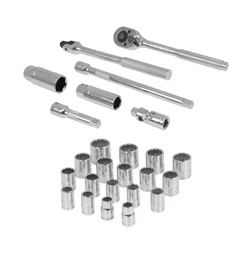 Juego de autoclé, cuadro 3/8", 25 piezas, std y mm