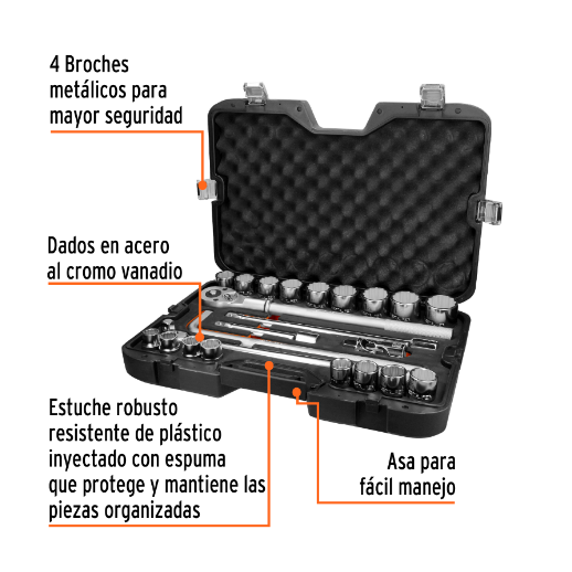 Juego de autoclé, cuadro 3/4", 23 piezas, Standard