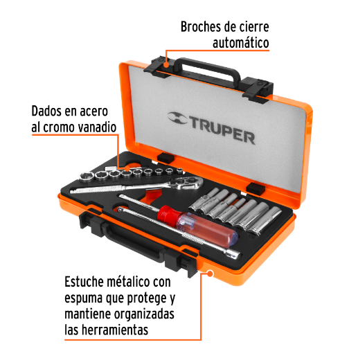 Juego de autoclé, cuadro 1/4", 20 piezas, Standard