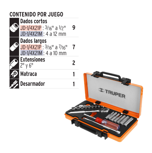 Juego de autoclé, cuadro 1/4", 20 piezas, Standard