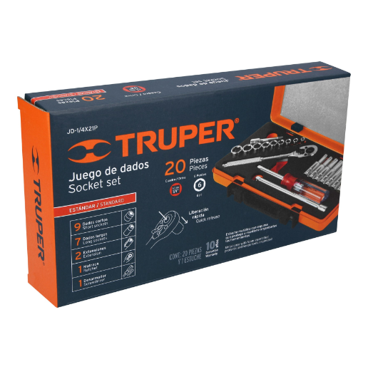 Juego de autoclé, cuadro 1/4", 20 piezas, Standard