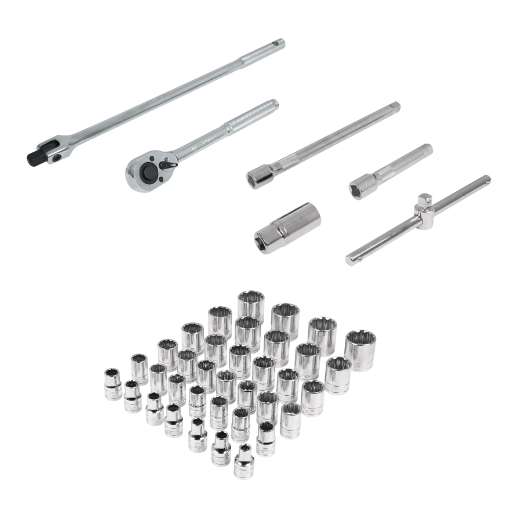 Juego de autoclé, cuadro 1/2", 42 piezas, std y mm