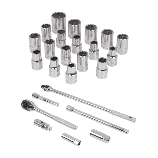 Juego de autoclé, cuadro 1/2", 25 piezas, std y mm