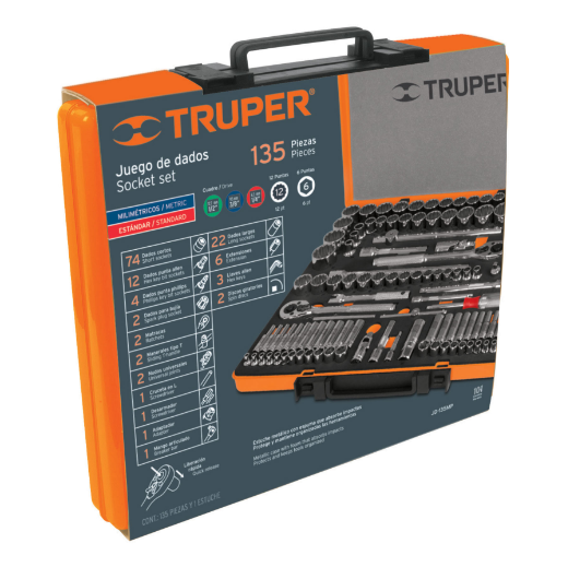 Juego de autoclé, 135 piezas, standard y milimétricos