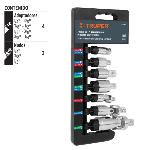 Juego de adaptadores y nudos universales, 7 piezas