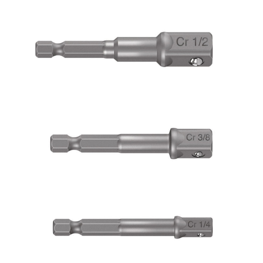 Juego de adaptadores para dados, 1/4", 3/8" y 1/2", 3 piezas