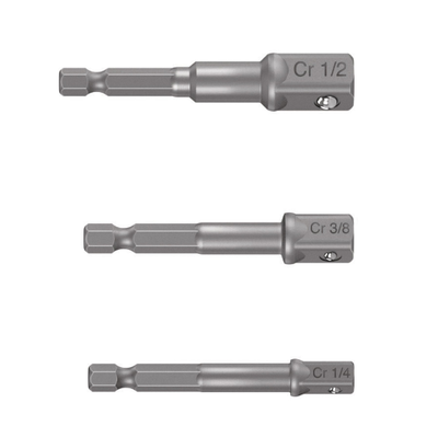 Juego de adaptadores para dados, 1/4", 3/8" y 1/2", 3 piezas