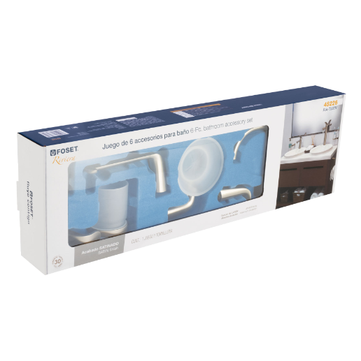 Juego de accesorios para baño,satinado, 6 piezas, Riviera