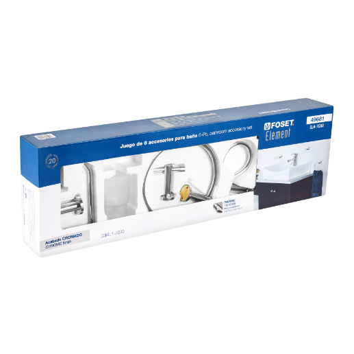 Juego de accesorios para baño, 6 piezas, cromado, Element