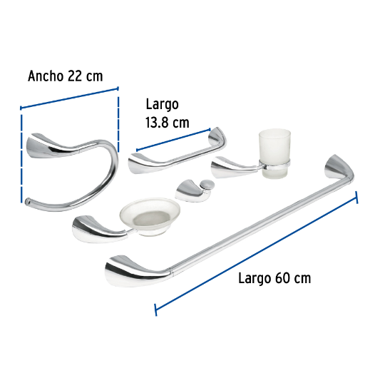 Juego de accesorios para baño, 6 piezas, Aero