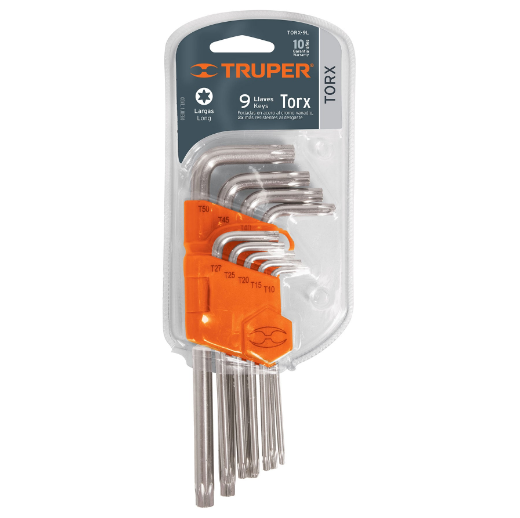 Juego de 9 llaves allen tipo torx, largas