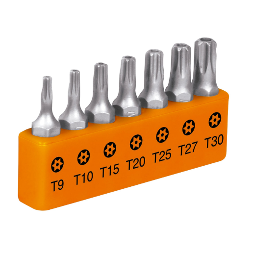 Juego de 7 puntas Torx, largo con seguro 1', en organizador